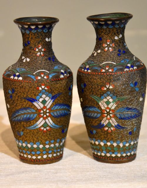 Small Pair of Japanese Cloisonné Vases