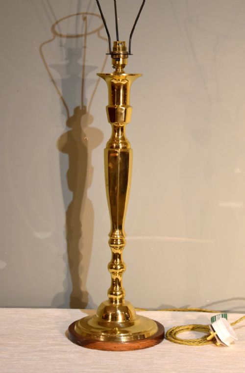 Large 19th Century Brass Candlestick Lamp