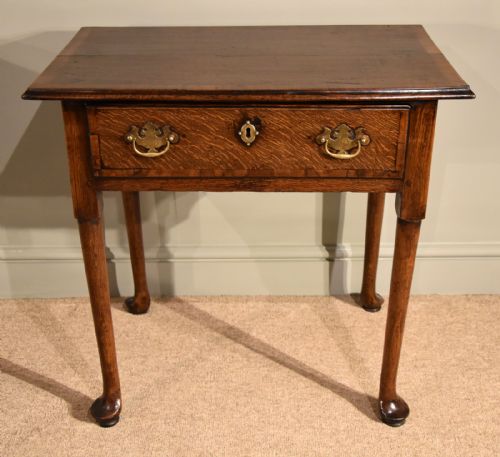 An Attractive George II Oak Single Drawer Lowboy