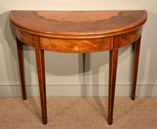 A Superb George III Inlaid Demi Lune Card Table