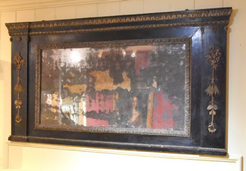 GEORGIAN CARVED EBONISED AND GILT OVERMANTLE MIRROR - ADDITIONAL PHOTO 1