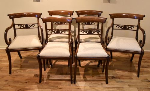 an elegant set of six regency mahogany dining chairs - CATEGORY: ANTIQUE CHAIRS - DATED REGENCY