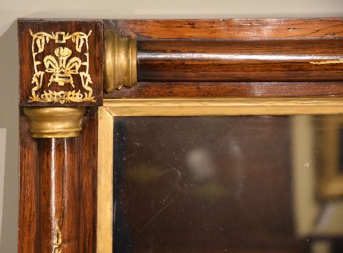REGENCY ROSEWOOD AND GILT OVERMANTEL MIRROR - ADDITIONAL PHOTO 1