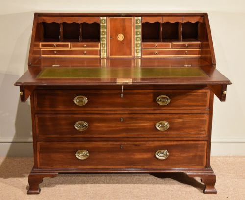 GEORGE III MAHOGANY INLAID BUREAU - ADDITIONAL PHOTO 1
