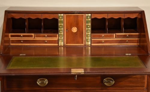 GEORGE III MAHOGANY INLAID BUREAU - ADDITIONAL PHOTO 2