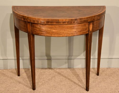 demi lune card table george iii - CATEGORY: ANTIQUE TABLES - DATED 18TH CENTURY
