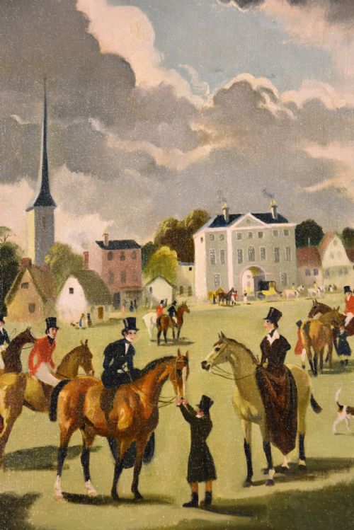 THE MEET OIL PAINTING BY DORIS ZINKEISEN - ADDITIONAL PHOTO 4