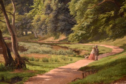 A WALK IN THE PARK OIL PAINTING BY CARSTEN HENRIKSEN - ADDITIONAL PHOTO 2