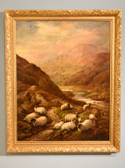 sheep in highland glen oil painting by robert watson - CATEGORY: ANTIQUE ART - DATED 1900
