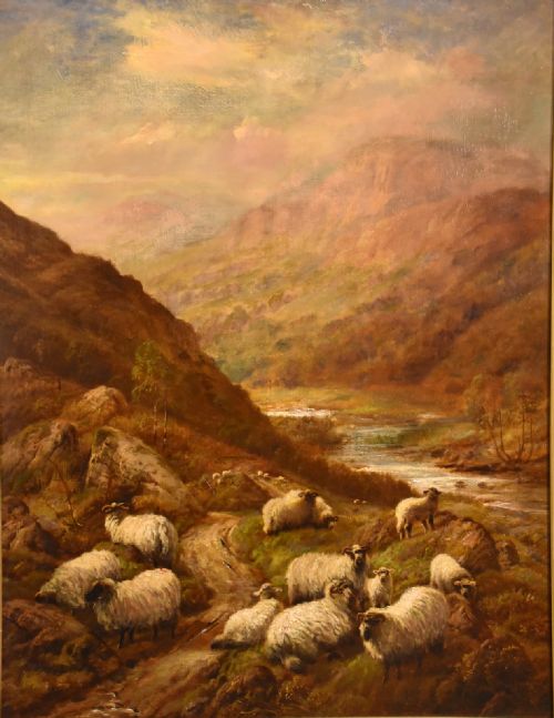 SHEEP IN HIGHLAND GLEN OIL PAINTING BY ROBERT WATSON - ADDITIONAL PHOTO 1