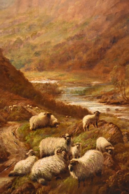 SHEEP IN HIGHLAND GLEN OIL PAINTING BY ROBERT WATSON - ADDITIONAL PHOTO 2