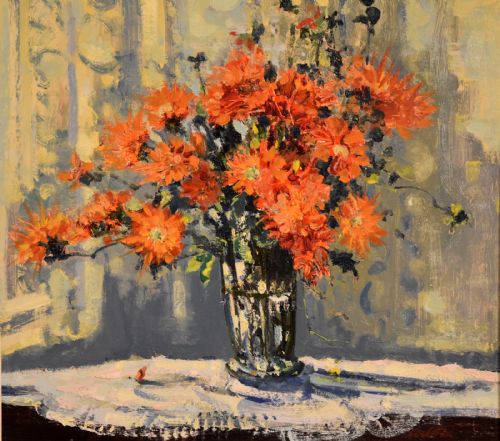 MARIGOLDS OIL PAINTING BY GEOFFREY CHATTEN - ADDITIONAL PHOTO 1