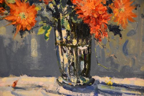 MARIGOLDS OIL PAINTING BY GEOFFREY CHATTEN - ADDITIONAL PHOTO 4