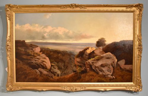 near york oil painting by edward niemann - CATEGORY: ANTIQUE ART - DATED VICTORIAN