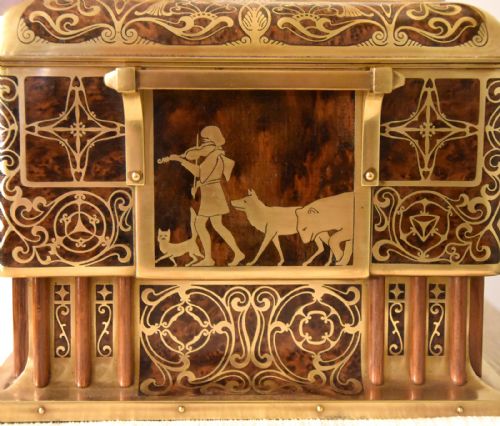 AMBROYNA SEWING BOX BEAUTIFULLY DECORATED IN BRASS - ADDITIONAL PHOTO 3