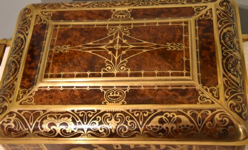 AMBROYNA SEWING BOX BEAUTIFULLY DECORATED IN BRASS - ADDITIONAL PHOTO 4