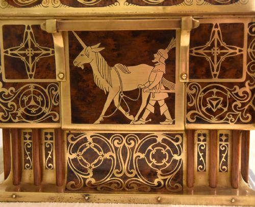 AMBROYNA SEWING BOX BEAUTIFULLY DECORATED IN BRASS - ADDITIONAL PHOTO 5