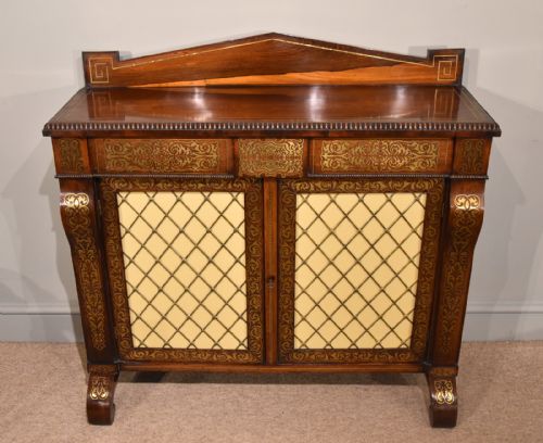 REGENCY BRASS INLAID CHIFFONIER IN MANNER OF GILLOWS - ADDITIONAL PHOTO 1