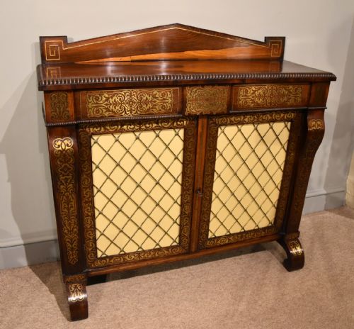 REGENCY BRASS INLAID CHIFFONIER IN MANNER OF GILLOWS - ADDITIONAL PHOTO 4
