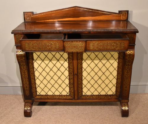 REGENCY BRASS INLAID CHIFFONIER IN MANNER OF GILLOWS - ADDITIONAL PHOTO 6
