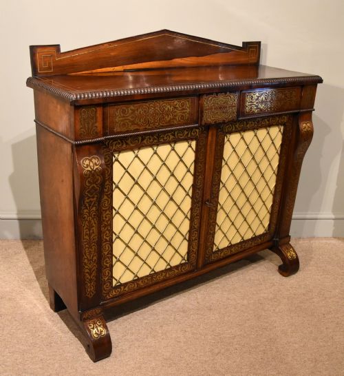 REGENCY BRASS INLAID CHIFFONIER IN MANNER OF GILLOWS - ADDITIONAL PHOTO 7
