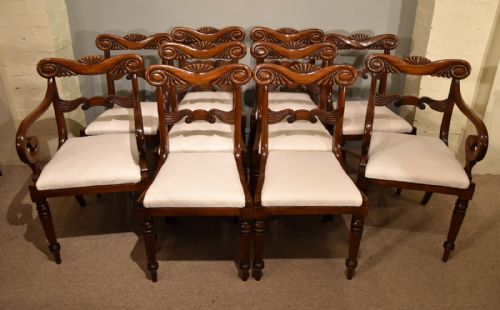 regency dining chairs set of ten - CATEGORY: ANTIQUE CHAIRS - DATED REGENCY