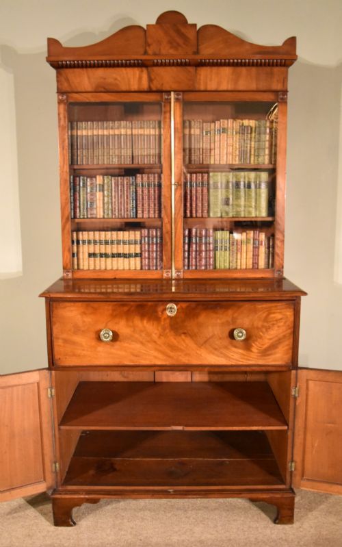 REGENCY MAHOGANY SECRETAIRE BOOKCASE - ADDITIONAL PHOTO 5