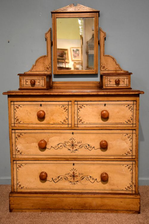 victorian pine painted dressing chest of drawers - CATEGORY: ANTIQUE DRESSING TABLES - DATED 19TH CENTURY