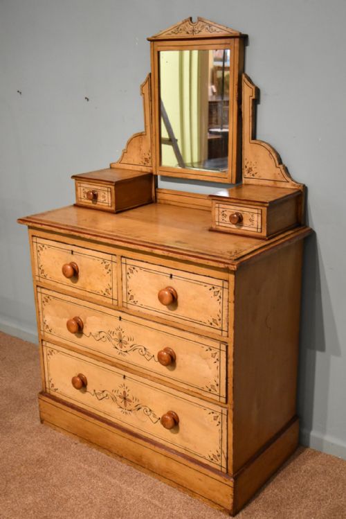 VICTORIAN PINE PAINTED DRESSING CHEST OF DRAWERS - ADDITIONAL PHOTO 2