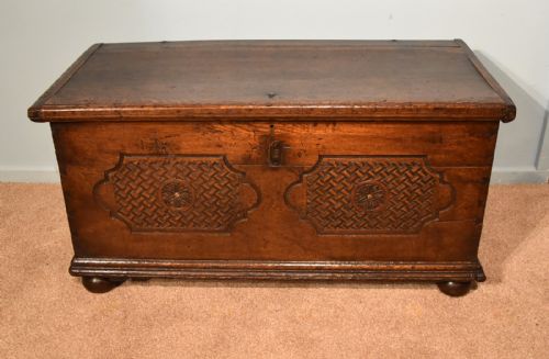 CARVED OAK COFFER TRUNK - ADDITIONAL PHOTO 1