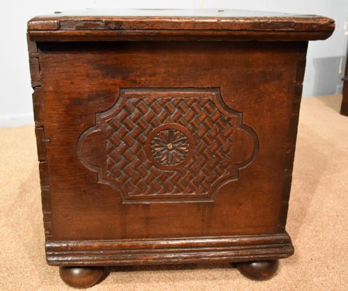 CARVED OAK COFFER TRUNK - ADDITIONAL PHOTO 5