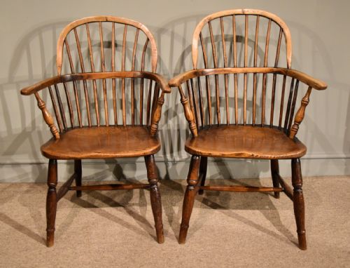 ash elm windsor armchairs his and hers - CATEGORY: ANTIQUE CHAIRS - DATED 19TH CENTURY
