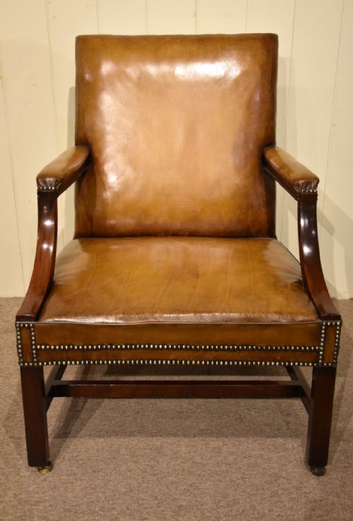 GEORGE III MAHOGANY GAINSBOROUGH LIBRARY CHAIR - ADDITIONAL PHOTO 1