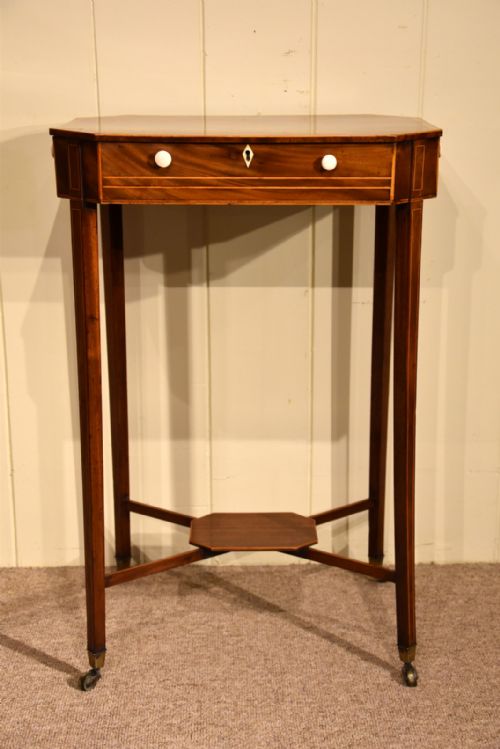 george iii satinwood inlaid work table - CATEGORY: ANTIQUE TABLES - DATED 18TH CENTURY