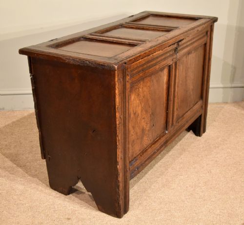 OAK THREE PANELLED COFFER TRANSITIONAL PERIOD - ADDITIONAL PHOTO 4