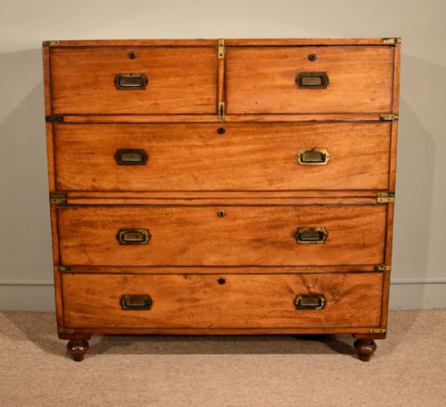 19th century military campaign chest of drawers - CATEGORY: ANTIQUE CHEST OF DRAWERS - DATED 1850
