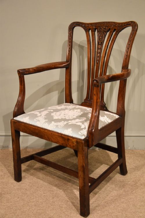 GEORGE III WALNUT ELBOW ARMCHAIR - ADDITIONAL PHOTO 3