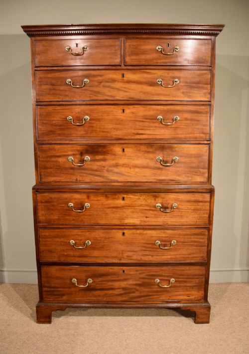 george iii mahogany chest on chest tallboy - CATEGORY: ANTIQUE CHEST OF DRAWERS - DATED GEORGIAN