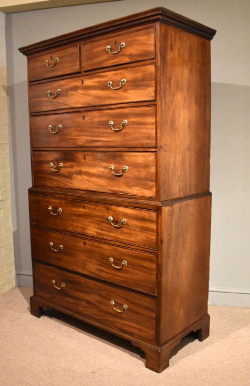 GEORGE III MAHOGANY CHEST ON CHEST TALLBOY - ADDITIONAL PHOTO 2