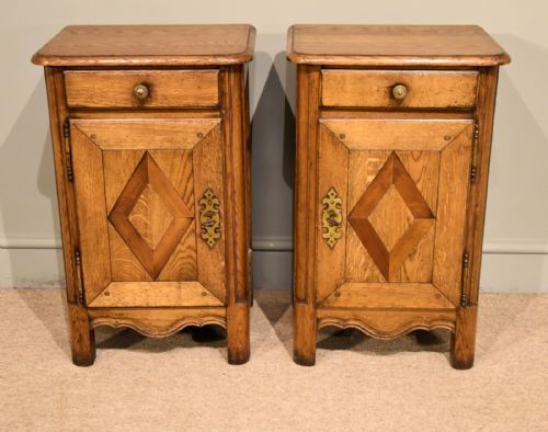 oak and fruitwood bedside tables - CATEGORY: ANTIQUE CUPBOARDS - DATED 1910