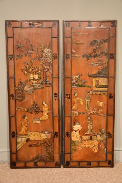 chinese lacquered panels screen - CATEGORY: ANTIQUE MISCELLANEOUS - DATED 1880