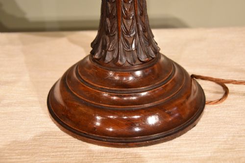 CARVED WALNUT CANDLESTICK LAMPS - ADDITIONAL PHOTO 4