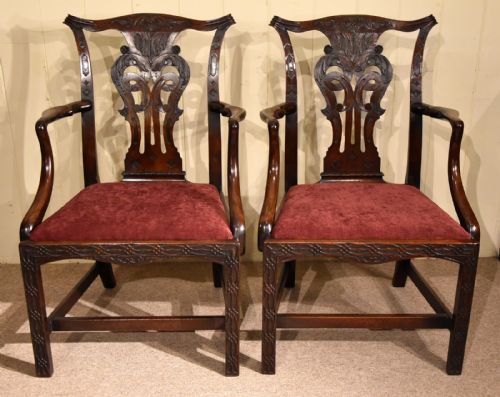 PAIR MAHOGANY ARMCHAIRS MID 18TH CENTURY - ADDITIONAL PHOTO 1