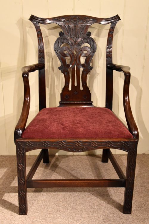 PAIR MAHOGANY ARMCHAIRS MID 18TH CENTURY - ADDITIONAL PHOTO 2