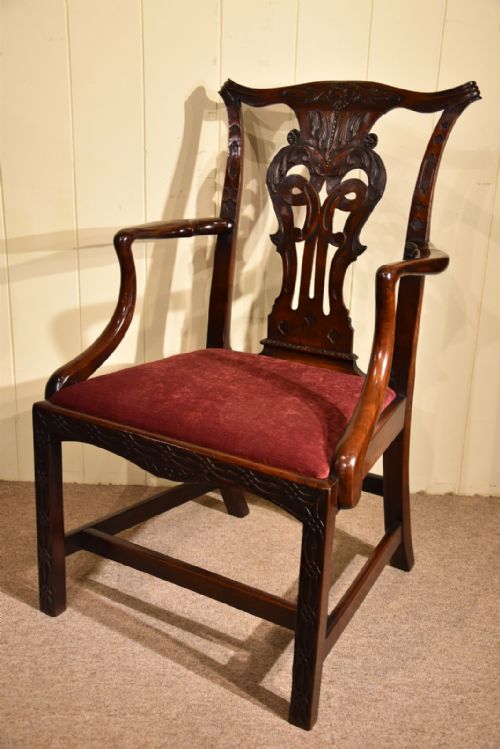 PAIR MAHOGANY ARMCHAIRS MID 18TH CENTURY - ADDITIONAL PHOTO 4