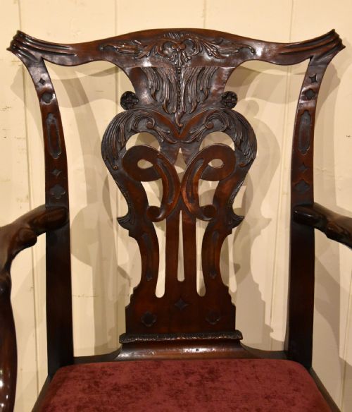 PAIR MAHOGANY ARMCHAIRS MID 18TH CENTURY - ADDITIONAL PHOTO 6