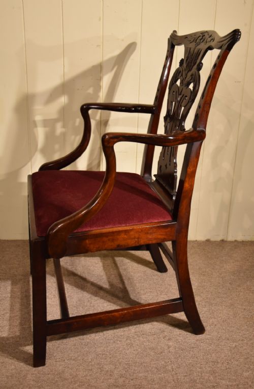 PAIR MAHOGANY ARMCHAIRS MID 18TH CENTURY - ADDITIONAL PHOTO 8