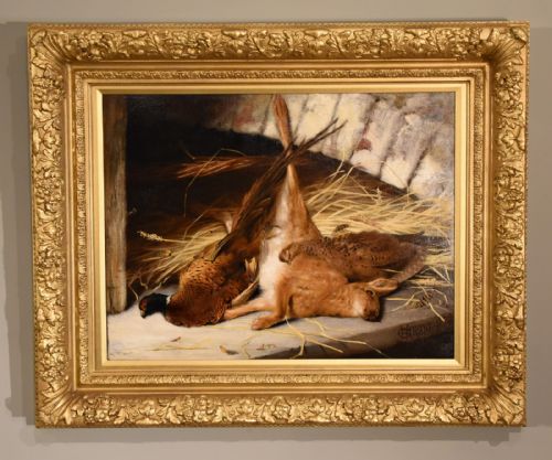the game larder oil painting by henry grant - CATEGORY: ANTIQUE ART - DATED 1880