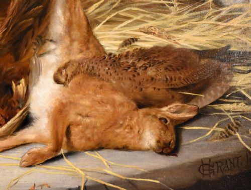THE GAME LARDER OIL PAINTING BY HENRY GRANT - ADDITIONAL PHOTO 2