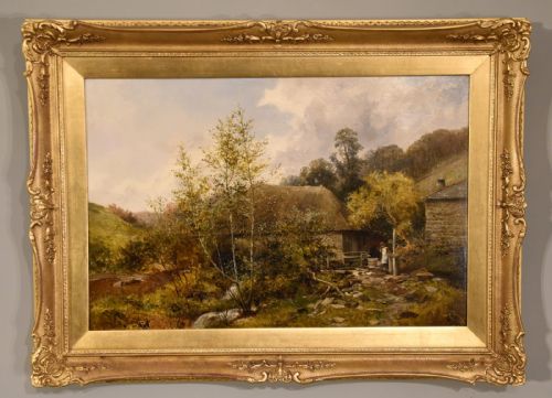 mill on the inny cornwall by david bates - CATEGORY: ANTIQUE ART - DATED 19TH CENTURY